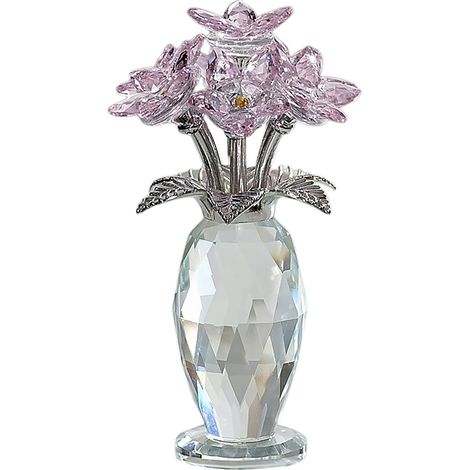 Rose en cristal décorative, fleur en verre romantique, objet de collection élégant pour décoration intérieure bureau ou centre de table (1/5)