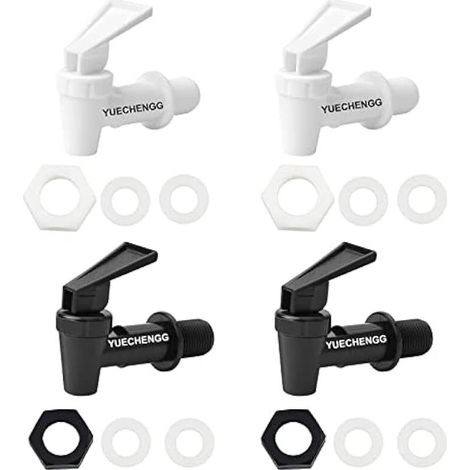 Lot de 4 distributeurs de boissons en plastique - Robinet de rechange pour distributeur d'eau - Convient pour les boissons froides et chaudes, tonneau à bière, verre, café, jus, fontaine à boire, noir