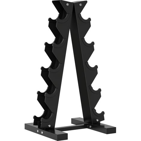 Support d'haltères à 5 niveaux Support de stockage d'haltères en acier pour l'entraînement à domicile Charge 100 kg 35x33x66 cm Noir