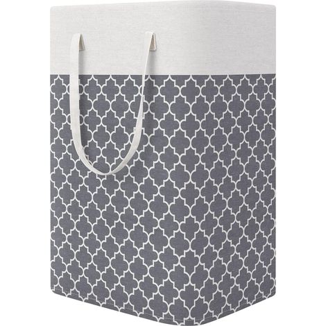 Panier à linge pliable avec poignées, idéal pour ranger vêtements, serviettes, s, etc., 75 litres, gris