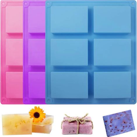 Silikon rechteckige Seifenform 6 Kavitäten DIY Silikonform für Backen Kuchen Schokolade Kekse Eiswürfel Handgemacht (1/5)