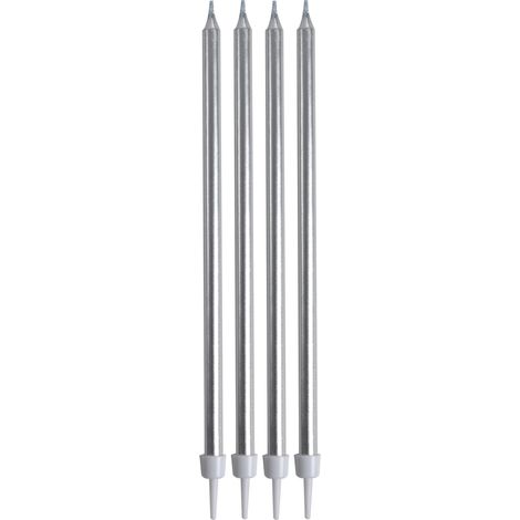 Set de 16 longues bougies d anniversaire 14.5 cm argent (1/2)