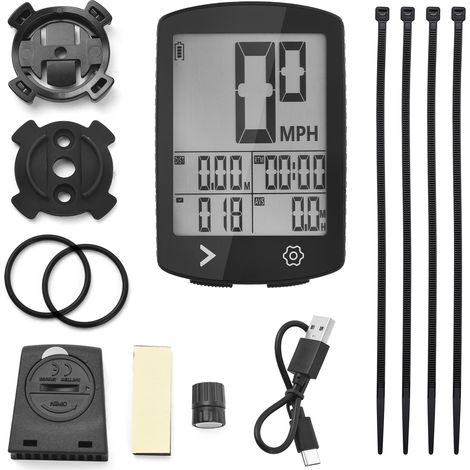 Compteur kilométrique et compteur de vitesse de vélo, ordinateur sans fil, écran LCD très clair, étanche IPX6, batterie de 30 heures, Charge de Type C (1/5)