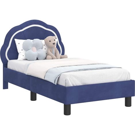 Toddler Bed Frame with Headboard Police Blue 70 x 140 cm Velvet vidaXL
