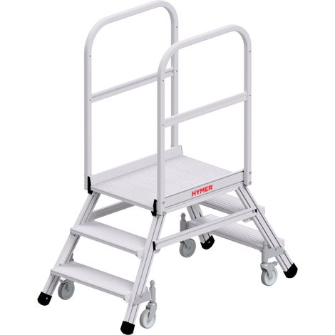 Hymer Podesttreppe fahrbar, beidseitig begehbar, 2x3 Stufen, Standhöhe 0,73 m