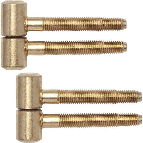Zweiteiliges Scharnier, messingbeschichtetes Metall, ø 16 mm, für Innentüren aus Holz, Renovierung (1/4)