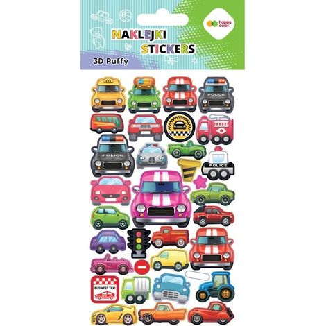 Pegatinas 3D de coches con relieve 10x20cm color alegre