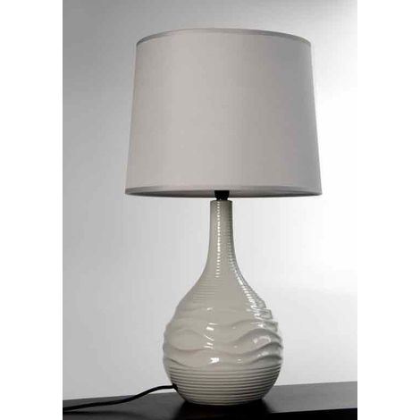 LAMPADA DA TAVOLO IN CERAMICA CON BASE ONDULATA 34X34X H72 CM TORTORA (1/2)