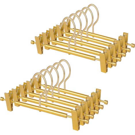Set mit 10 mattgoldenen Aluminium-Kleiderbügeln, 31 cm (12,2 Zoll), mit rutschfesten Clips und drehbarem Haken