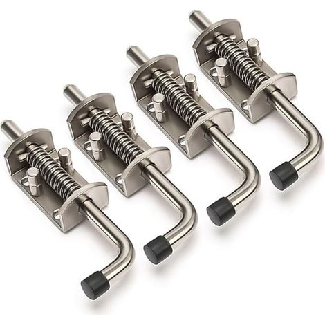 4 Pièces Loquet Ressort Robuste,Verrou Ressort Inox Avec poignée en caoutchouc en acier inoxydable 304 Pour portes, fenêtres, abris de jardin, 4 x 13,5 cm