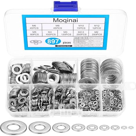 Stainless Steel Washers Flat Washers Metal Distancers Screws Precision Washers M2 M2.5 M3 M4 M5 M6 M8 M10 M12 (1/5)