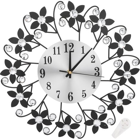Horloge Murale Métallique Moderne Design Cristal pour Salon Bureau Décor Silencieuse (1/5)