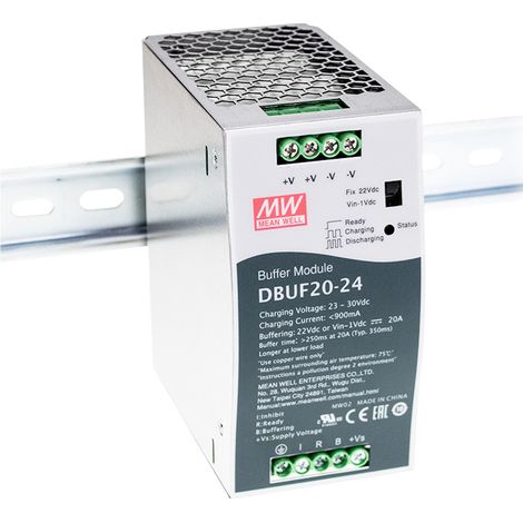 MW Mean Well DBUF20-24 Puffermodul für Schienenmontage 24 V 20 A Anzahl Ausgänge:1 x Inhalt 1 St.
