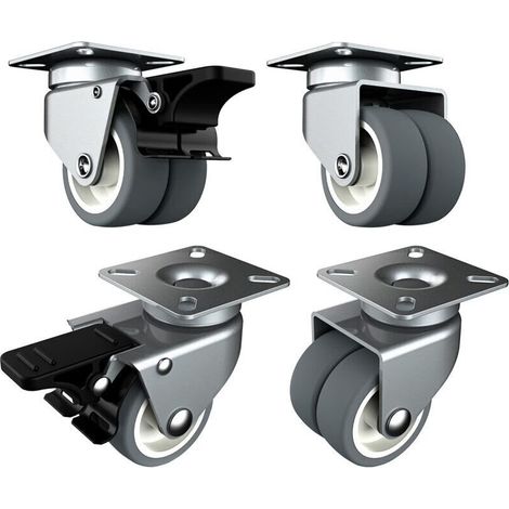Roulette Charge Lourde de 50mm Roulettes pour Meubles avec Frein de Sécurité pour Charges Lourdes Capacité Totale de 400KG (2 avec Frein et 2 sans) (1/4)