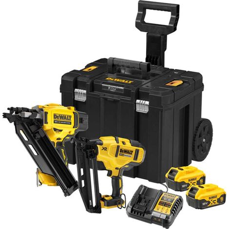 DeWALT Utensili - 18V AKU chiodatrice per carpenteria e chiodatrice di finitura, 2x batterie 5,0 Ah XR, caricabatterie DCK246P2T