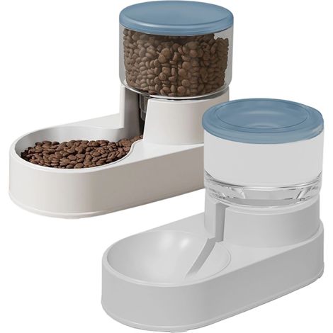 Distributeur Automatique de Croquettes et d'eau pour Chats Chiens Idéal pour Une Alimentation Précise et Confortable Alimentateur et Abreuvoir avec Capacité de 2,0L x 2 Bleu (1/5)