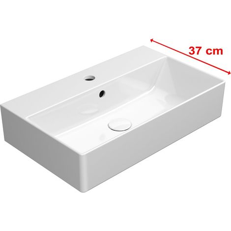 Lavabo en céramique KUBE X 60x37cm, blanc ExtraGlaze (1/4)