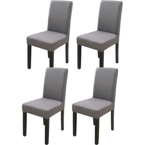 Dunkelgrauer Stuhlhussenbezug mit hoher Rückenlehne, 4-teilig, 383847 cm, modern, elastisch und waschbar, geeignet für Esszimmer und Küche (1/5)