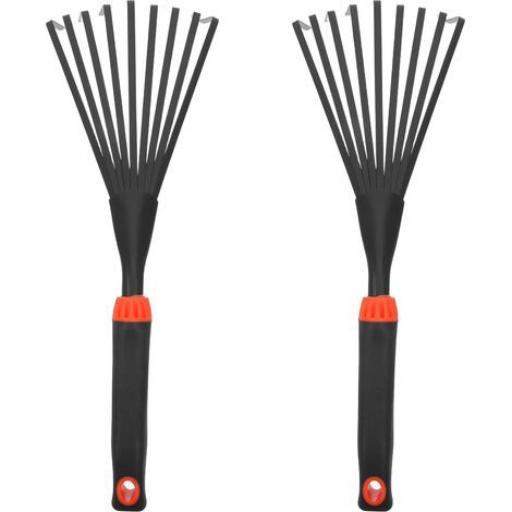 2er Pack Laubbesen aus Kohlenstoffstahl mit 9 Zinken 35 cm (1/5)