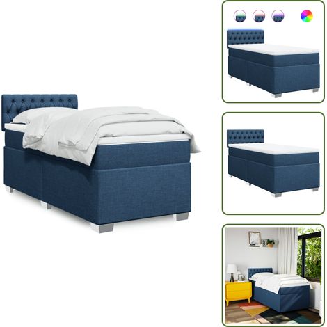 Boxspringbett mit Matratze Blau 80x200 cm Stoff - Boxspringbett - Doppelbett - Schlafsystem - Bettenrahmen - Liegefläche 80x200 Cm (1/5)