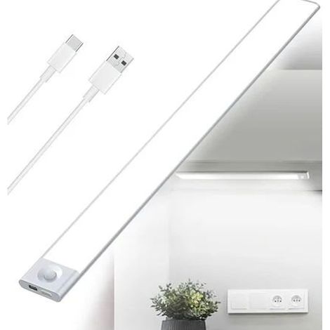 Lampe LED Sous Armoire Cuisine - Barre Lumineuse Rechargeable USB-C - Capteur De Mouvement PIR - Dimmable - 40 cm - 2500 mAh (1/5)
