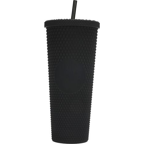 Großer 710-ml-Wasserbecher (24 oz), vollständig genoppter, matter, wiederverwendbarer Kunststoffbecher mit auslaufsicherem Deckel und großer Öffnung, inklusive Strohhalm. (1/5)