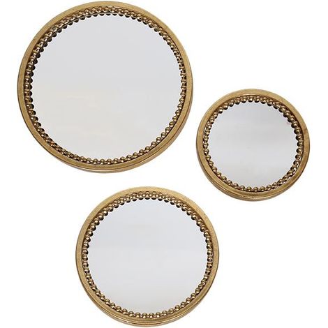 Lot de 3 miroirs ronds perles en métal doré 18, 23 et 28cm (1/2)