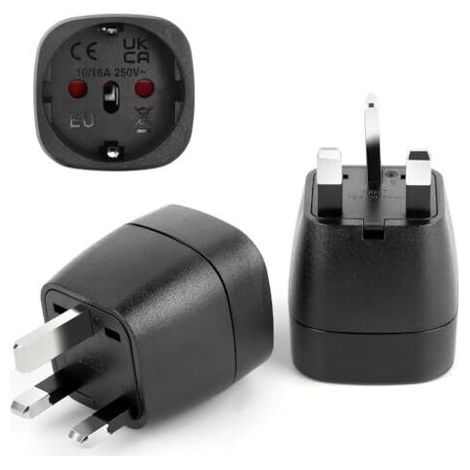 Reiseadapter für Großbritannien, 2-teiliges Set (UK-Stecker auf französischen Stecker), Reiseadapter Typ G (Frankreich auf Großbritannien), Reiseadapter für Irland, England, Schottland und Dubai (1/5)