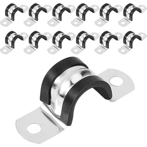 Colliers de Serrage en U 12mm Collier de Serrage en Acier Inoxydable 304 avec Coussin en Caoutchouc Colliers de Fixation pour Tuyaux 12 Pièces (1/5)