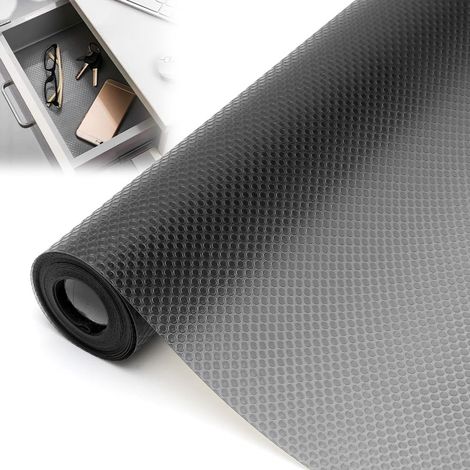 Tapis de tiroir en EVA 45 x 500 cm - Antidérapant - Découpable - Imperméable - Non adhésif - Pour armoires de cuisine, réfrigérateur, armoire, étagères (noir) (1/5)