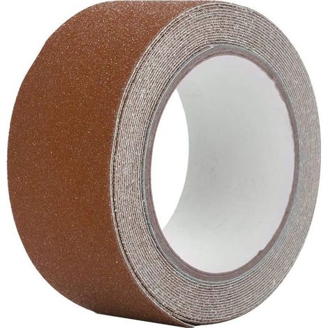 Rutschfestes Klebeband für Treppenstufen, Bodensicherheitsdekoration, 5 m x 5 cm, farbiges PVC, braun (1/5)