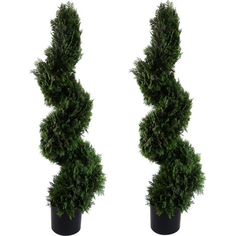 120cm Pair of Spiral Cedar Tree Artificial Topiary Premium (1/5)