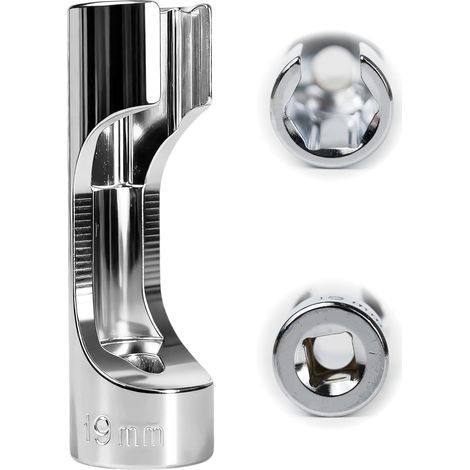 Lambda Probe Socket 3/8 19 mm, 3/8 Inch 19 mm Hex Socket SW19 for Lambda Probe Temperature Sensors Thermostats, CRV Chrome Vanadium Steel (3/8 19 mm) (1/5)