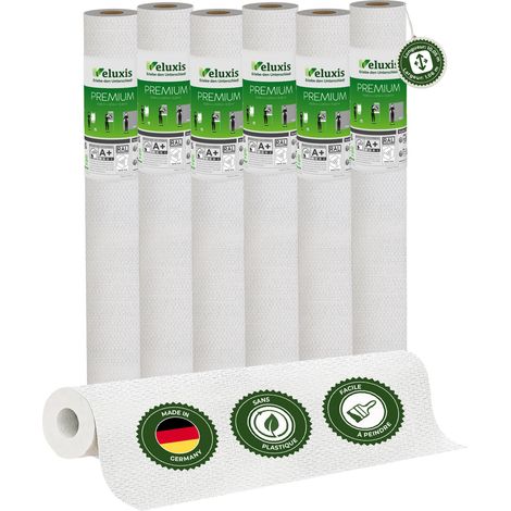 Veluxis® Papier peint intissé haut de gamme 10,05 m x 0,53 m (aspect textile, structure horizontale, lot de 6) – intissé de rénovation de haute qualité pour murs lisses – Fabriqué en Allemagne