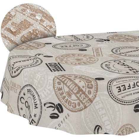 Nappe enduite Café Ovale 180x140 cm intérieur/extérieur (1/5)