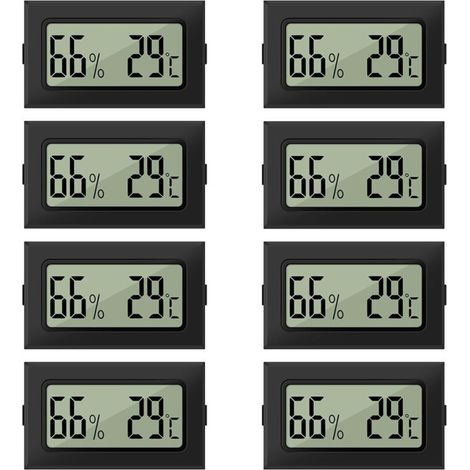 Thermometer und Hygrometer, 8-teiliges Mini-Digital-LCD-Thermometer-Hygrometer-Set, 2-in-1-Thermo-Hygrometer für Gewächshaus, Keller, Babyzimmer