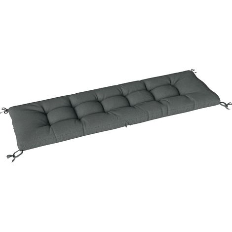 Coussin Bain de Soleil Chaise Longue en Mousse à Mémoire, avec Sangles de Fixation, Protection UV50+, Coussin de Banc Matelas Assise pour Canapé Banc de Jardin, 198x65x13cm, Gris foncé (1/5)