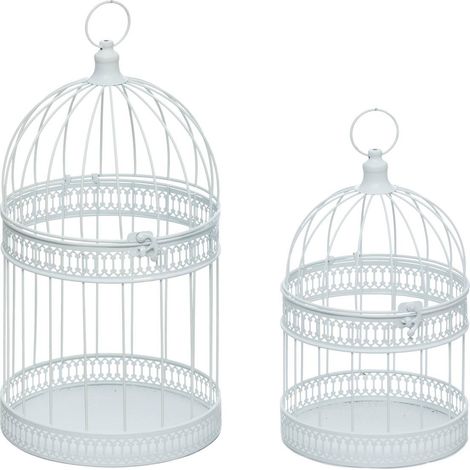 VOGELKÄFIG AUS WEISSEM METALL X2 - Feeric lights & christmas