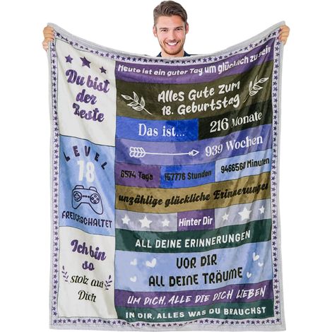 Regalo 18° Compleanno Morbida Coperta Ragazzo Fratello 130x150 cm (1/5)