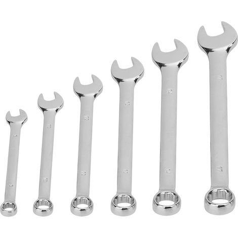 Jeu de 6 clés plates doubles métriques en acier 45 multi-usage avec boîte de rangement portable 8-10-12-13-14-17 mm pour auto et bricolage (1/5)