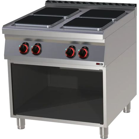 Fourneau électrique 4x feu avec soubassement 400 V REDFOX - SPQ 90/80 E - REDFOX