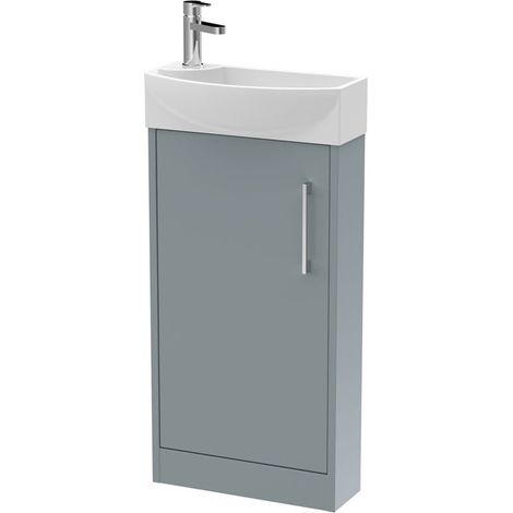 Hudson Reed Juno Compact RH Floor Standing Vanity Unit and Basin 440mm Wide - Coastal Grey (1/5)