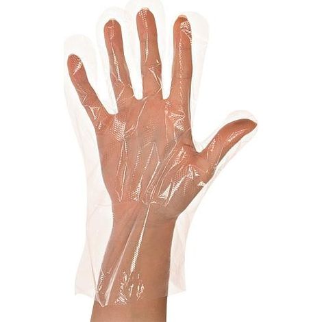 Gants en PEHD Polyclassic Strong, transparent, taille 9/L martelé bloc, sachet