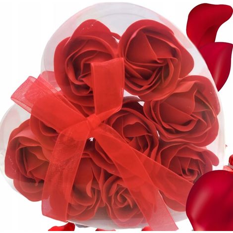 Dekorative Seifenrosen, 9 Stück, rot, in einer Schachtel mit Schleife – ein romantisches Geschenk (1/3)
