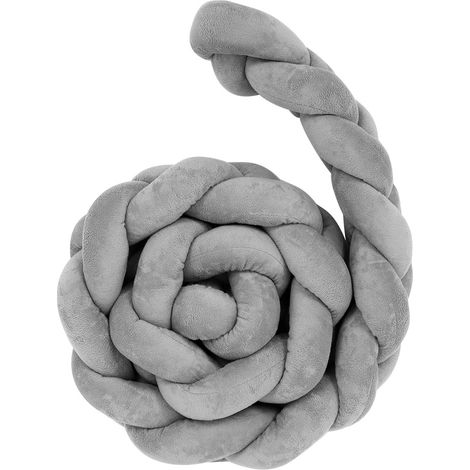 Coussin serpent nœud souple gris pour barrière de lit bébé 1,5 m, longue protection moelleuse pour berceau, coussin de pouponnière (1/5)