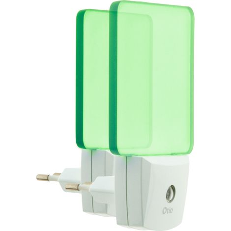 Lot de 2 veilleuses crépusculaires automatique - Vert - Otio