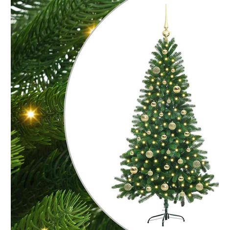 Albero di Natale Albero natalizio Albero festivo con 150 LED con supporto Verde 150 cm PE (1/5)