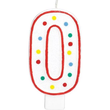 Vela de cumpleaños número 0 blanca con puntos