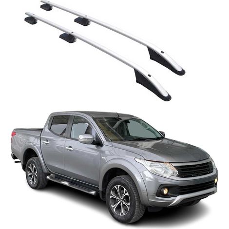 OMAC Barres de Toit longitudinales Compatible avec Fiat Fullback 2015-2021 Aluminium Gris (1/5)