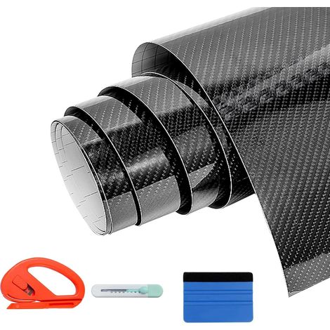 Film Covering Voiture 6D Covering Carbone en Vinyle 150x30cm Noir Fibre de Carbone Adhésif Imperméable Pas de Bulles Autocollant pour Voiture Moto Vélo Avec Raclette et Outil de Finition (1/5)